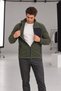 Men's Khaki Fleece Jacket with 3 Zippered Pockets and Full-Length Fleece-Lined Zipper