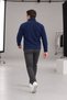Men's Navy Blue Fleece-Lined Jacket with 3 Pockets and Full-Length Zipper - 3