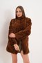 Navy Long Fur-Trimmed Coat with a Waterway Collar - 6