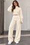 Women's Knitwear 2-Piece Set – Boat Neck Cropped Sweater and Wide-Leg Pants Knit Set