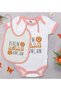 BK Kids "Uncle Lion" Design Pink Baby Bodysuit and Bib Gift Set-1, 9–12 Months