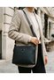Women's Black Adjustable Crisscross Strap Crossbody Bag with Patterned 3-Compartment Design—Modern and Stylish - 5
