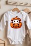 Baby Halloween-Themed Bodysuit, 100% Cotton, Pumpkin Print, Photo Shoot Costume Bodysuit - 4