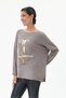 Women's Taupe Color Mink-Print Italian-Style Soft-Textured Oversized Knit Sweater, Sizes 40–46 - 2