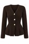 Dark Brown 3-Button Pleated Cardigan - 2y251065