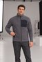 Men's Charcoal Grey Fleece Jacket with 3 Zippered Pockets and Full-Length Zipper - 2