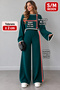 Women's Knitwear 2-Piece Set – Cropped Sweater and Wide-Leg Pants Corded Fabric Knit Set - 4