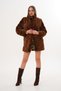 Navy Long Fur-Trimmed Coat with a Waterway Collar - 2