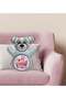Blue Teddy Bear Print Pillow with Cute Flamingo Design - 1 - 2