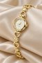 Puffy Women's Wristwatch: Gold-Detailed Bracelet Style with White Dial—Elegant and Stylish Women's Watch - 3