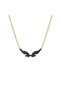 18Kt Yellow Gold Wings Pendant Necklace with Black Diamonds DN1Y126