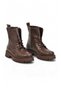 Coffee-Colored Women's Lace-Up Boots with Zipper, Fur-Lined Interior, and Thick Soles 552255 - 3