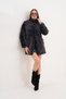 Navy Long Fur-Trimmed Coat with a Waterway Collar - 5