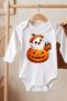 Baby Halloween-Themed Bodysuit, 100% Cotton, Pumpkin Print, Photo Shoot Costume Bodysuit - 4