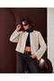 Women's Soft, Short Cashmere Melton Coat with Fig-Patterned Lining and Belt - 4