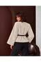 Women's Soft, Short Cashmere Melton Coat with Fig-Patterned Lining and Belt - 5