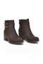 Coffee Emerald Buckle Detail Women's Heeled Zip-Up Boots 517078 - 4