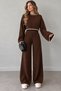 Women's Knitwear 2-Piece Set – Cropped Sweater and Wide-Leg Pants Corded Fabric Knit Set