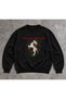 Men's Oversized Black Printed Sweatshirt, 3-Ply Brushed Inside, Thick Fabric, Crew Neck, Streetwear