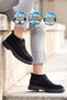 Black Nubuck Genuine Leather Lace-Up Rubber Sole Men's Classic Boot 600546 - 3