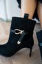 Dalex Gold Women's Pointed Toe Heeled Boots with Accents - 2