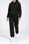 Women's Black 3-Ply Sweatsuit Set with Hood and Kangaroo Pockets, Super Soft with Fleece-Lined Insulation - 2