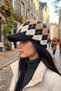 Women's Beanie with Diamond Pattern and Front Flap - Winter Beanie with Brim - 6