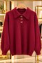 Women's plush soft bearded collar sweater