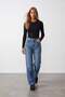 Women's Light Blue High-Leg Wide-Leg Denim Pants Alc-X16049 - 4