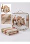 Wona Striped Cotton Double Blanket, 200x220 cm, Beige