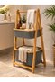 Multi-Tiered Wooden Organizer with Bamboo Baskets