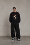 Men's Oversized Black Printed Sweatshirt, 3-Ply Brushed Inside, Thick Fabric, Crew Neck, Streetwear - 4