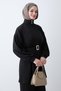 Black Pleated Two-Piece Set with a Belt - 2