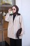 Beige Oversized Jacket with Snap-Fastened Pockets - 4
