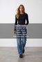 Women's Light Blue High-Leg Wide-Leg Denim Pants Alc-X16049 - 2