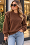 Women's plush soft bearded top with pearl detail sweater - 2