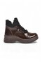 Coffee-Colored Patent Leather Women's Boots with Fleece-Lined Insulation, Cold-Resistant, Non-Slip Sole, Style 112 Z - 2