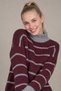 Women's Premium Striped Oversized Knit Sweater with Ripped Details - 4