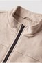 Seasonal Slim Fit Stand Collar Basic Suede Jacket