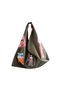 Designed by Nezahat Sevgililer: Mother's Day Waterproof "Kedişler Köpişler" Patterned Green Origami-Style Shoulder Bag - 4