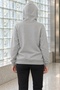 Women's Stone-Colored Hooded Sweatshirt with Kangaroo Pocket, Made from Super Soft, Fluffy 3-Ply Fabric - 5