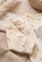 Cream-Colored Girl's Baby Romper with Rabbit Embroidered Design, 100% Cotton, Footed, with Shoulder Detail, 0–3 Months - 4