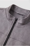 Seasonal Slim Fit Stand Collar Basic Suede Jacket