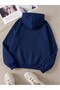 Unisex navy blue unprinted hooded sweatshirt - 2