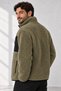 Men's Khaki Lambswool Welsoft Fleece Jacket with Full-Length Zipper and 3 Zippered Pockets - 4