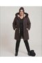 Women's plush, lined, oversized trench coat/jacket with a removable hood, 90 cm long - 3