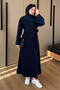 Women's Crew Neck, Side-Tie, 2-Thread Basic Modest Dress 416 - 7