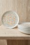 Lily 6-Piece 21 cm Premium Porcelain Dessert Plate Set with Green and Pink Floral Print - Modern Dessert - 3