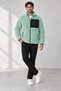 Men's Green Lamb Welsoft Fleece Jacket with Full Zipper and 3 Zippered Pockets - 3