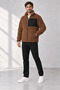 Men's Brown Lambswool Welsoft Fleece Jacket with Full Fleece-Lined Zippered Pocket and 3 Pockets - 6